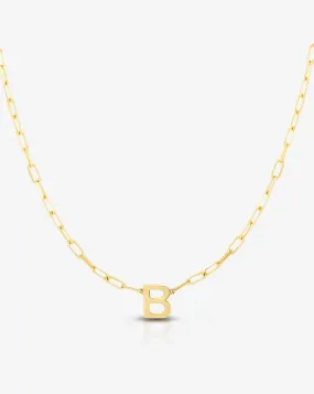 Block Initial   Link Chain Necklace