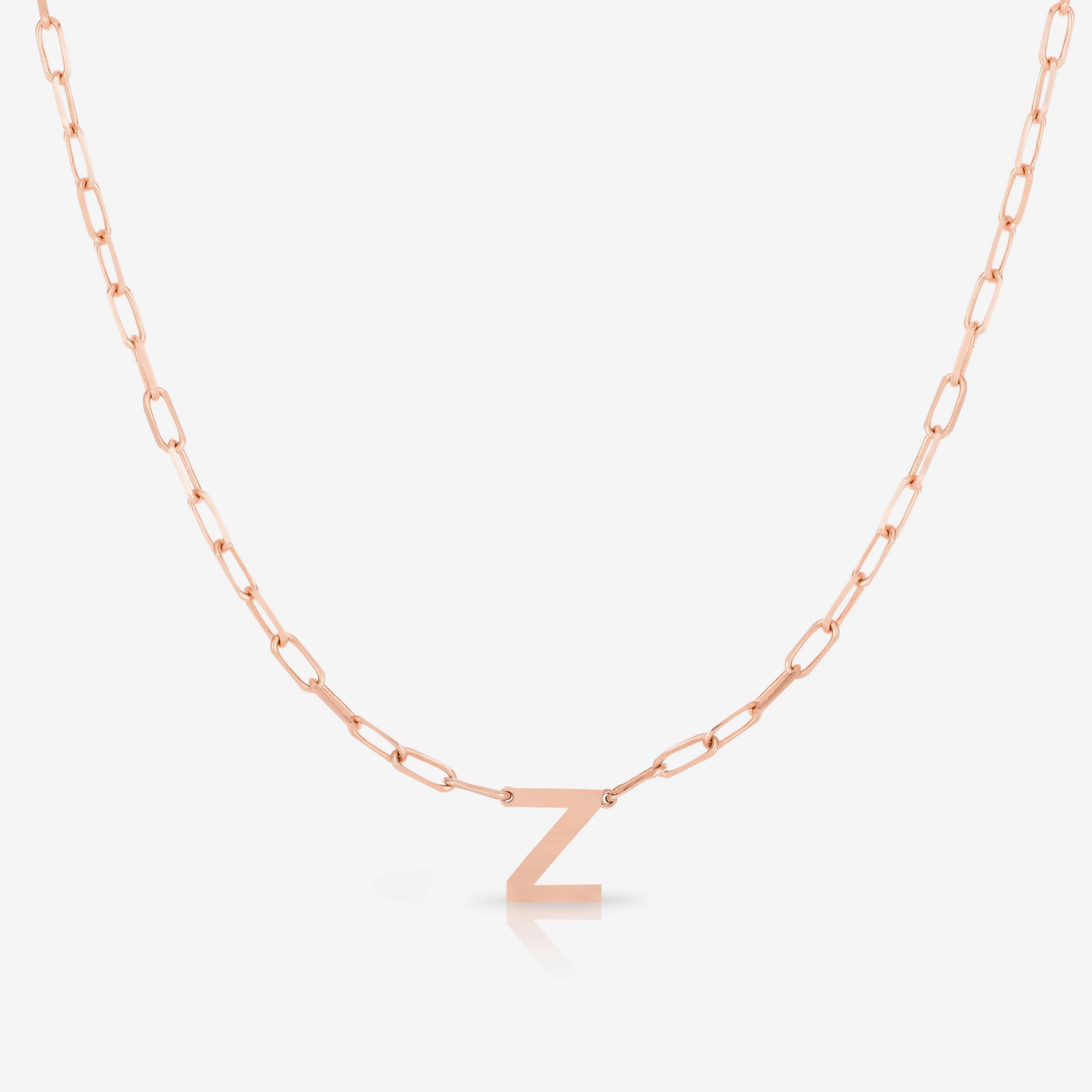 Block Initial   Link Chain Necklace