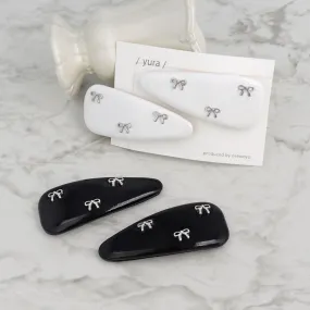 Bow Detail Monotone Snap Clip Set