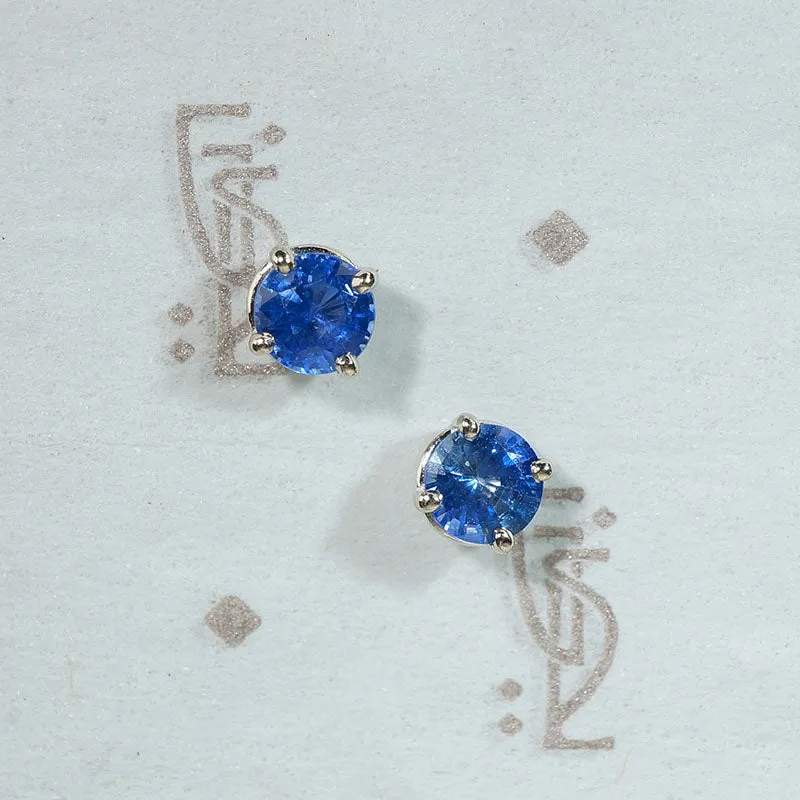 Breathtaking Cornflower Blue Sapphire Stud Earrings