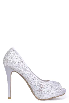 Bridal Lace Stiletto Heel Peep Toe Sandals