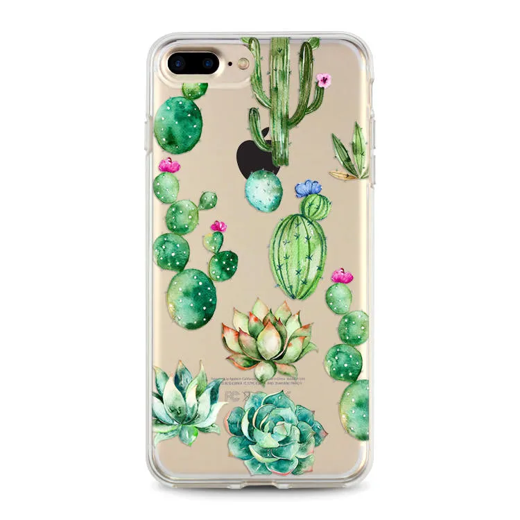 Cactus Flowers Transparent Clear iPhone Case