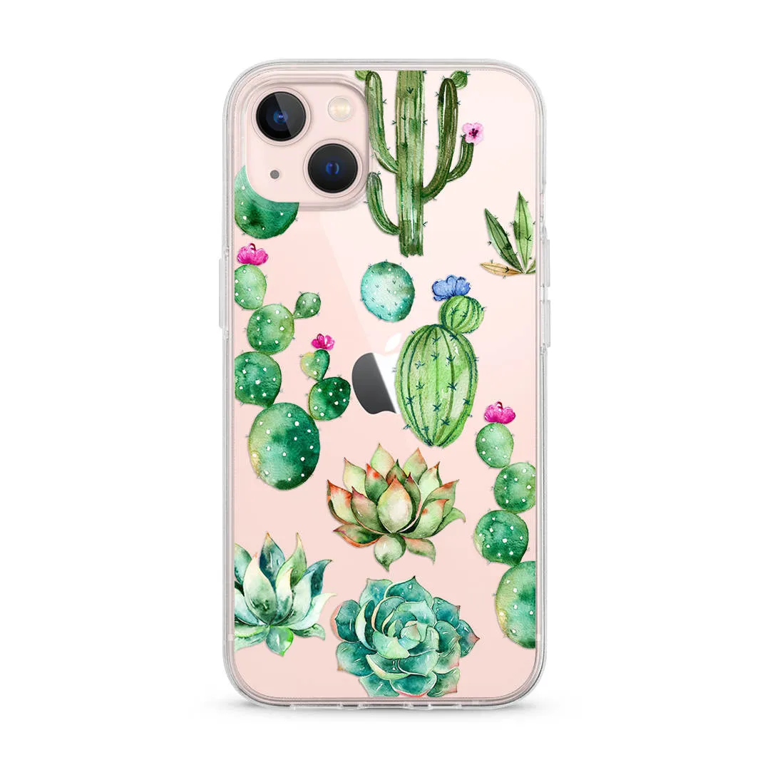 Cactus Flowers Transparent Clear iPhone Case