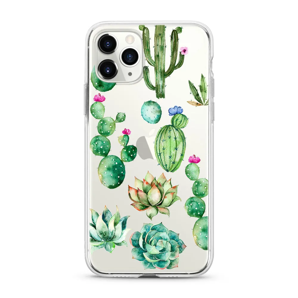 Cactus Flowers Transparent Clear iPhone Case