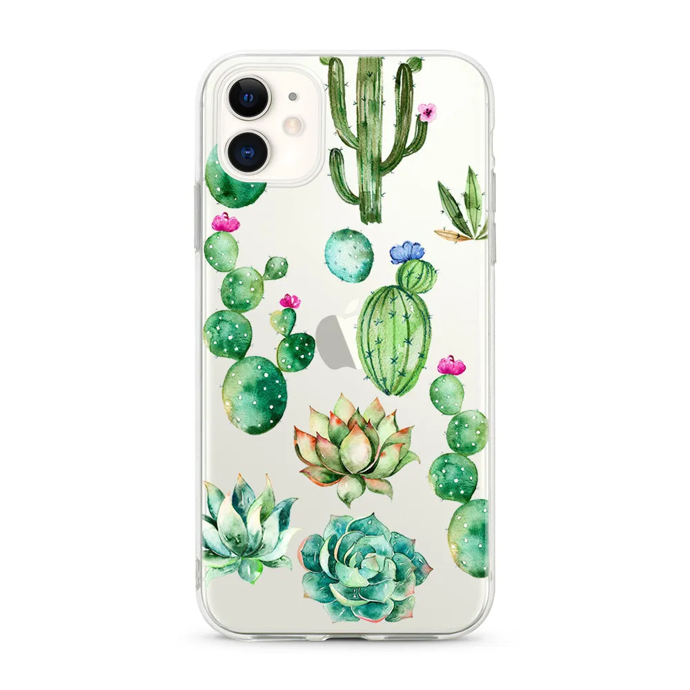 Cactus Flowers Transparent Clear iPhone Case