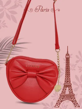 Caprese Emily In Paris Heart Shape With Bow Sling Bag Red