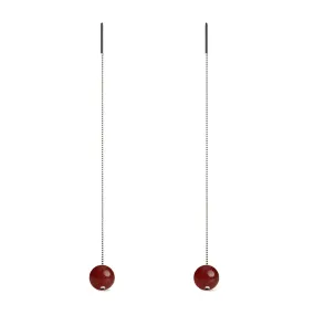 Carnelian | .925 Sterling Silver | Gemstone Chain Drop Threader Earrings