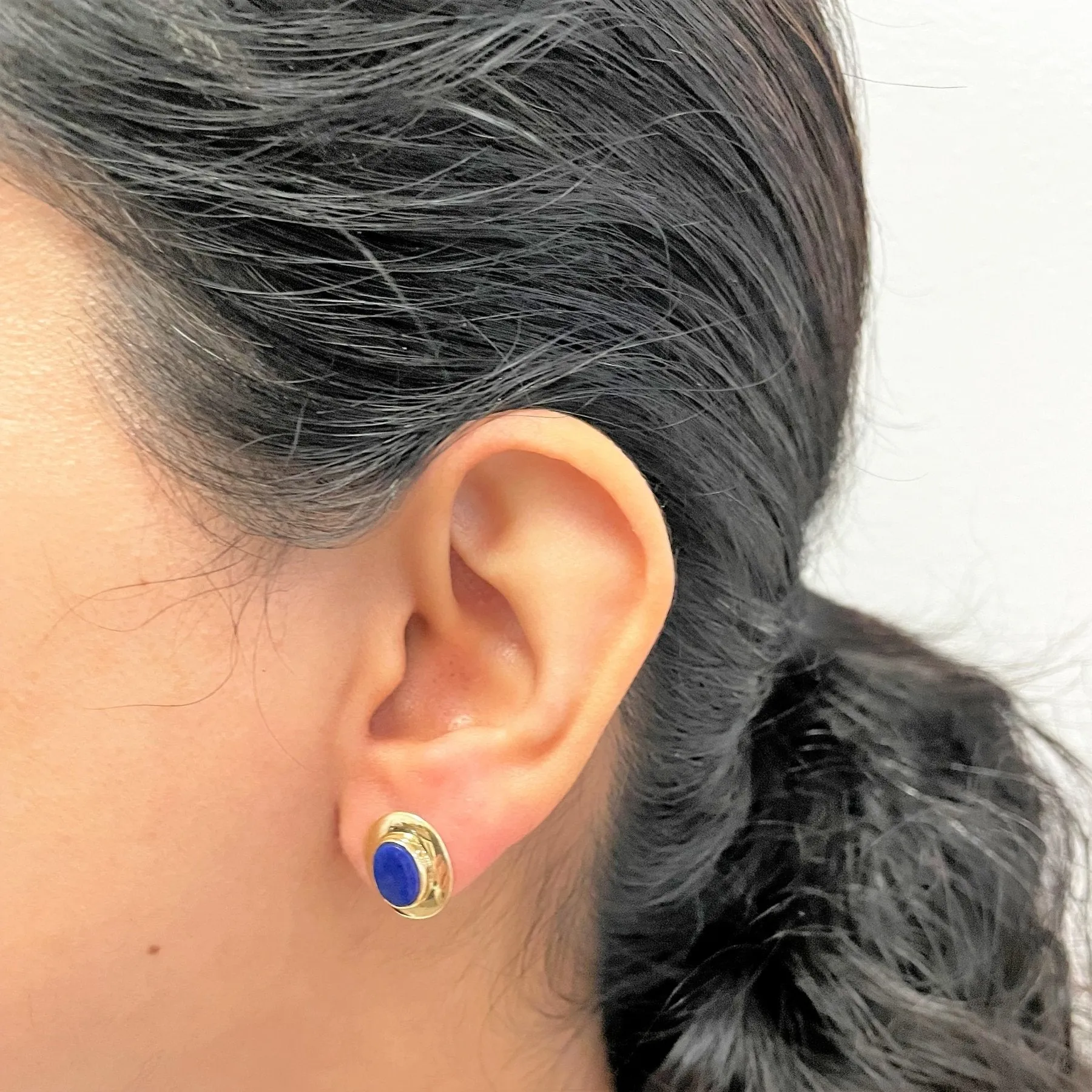 'Cavelti' Bezel Set Lapis Lazuli Stud Earrings | 1.20ctw |