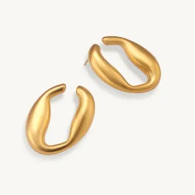 Chunky Golden Wavy Hoop Earrings