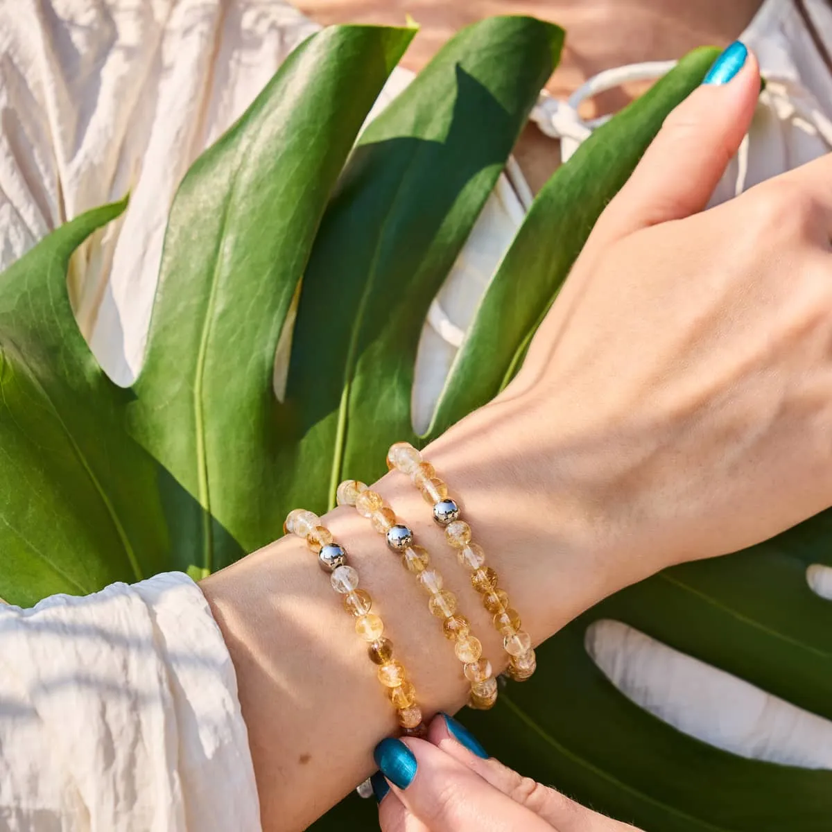 Citrine | Silver | Healing Gemstone Bead Bracelet