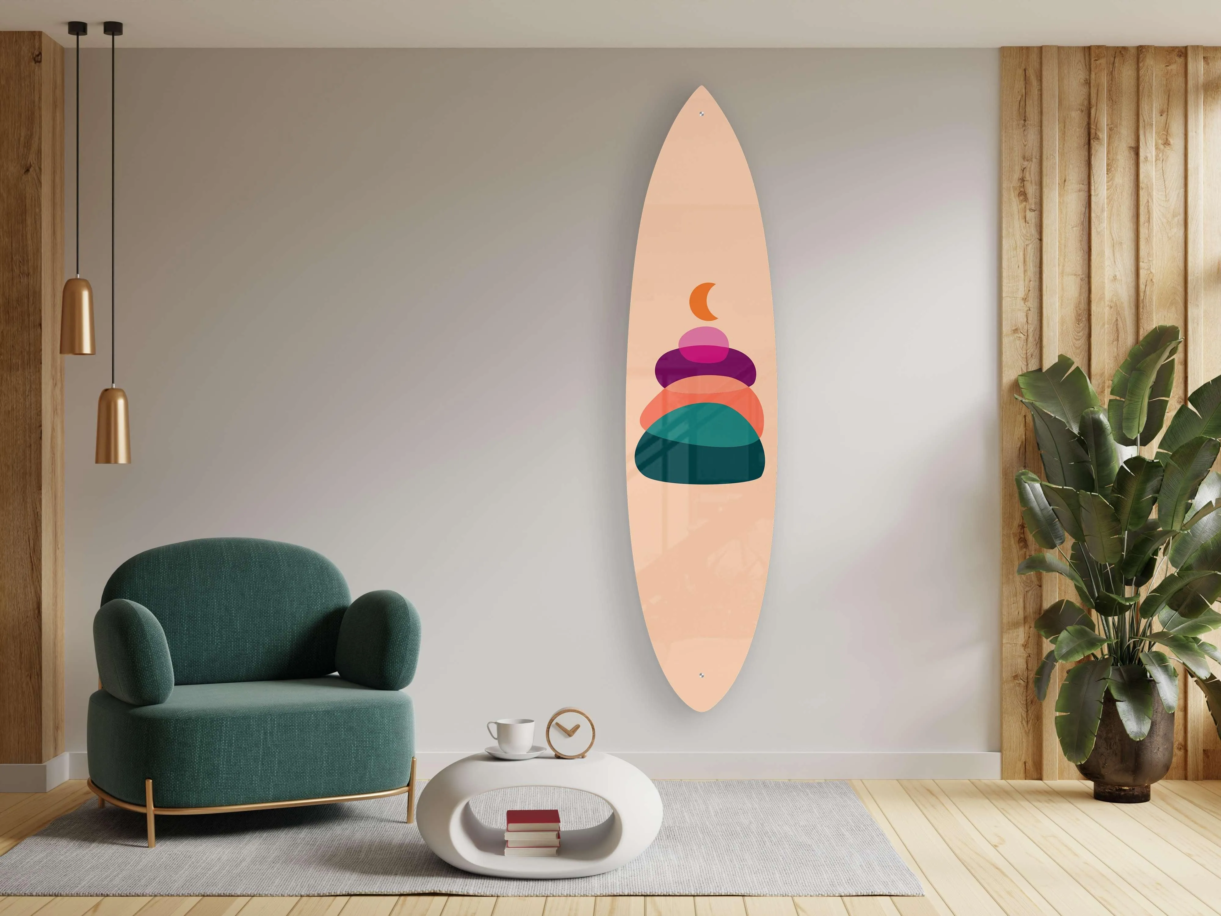 Colorful Stones Acrylic Surfboard Wall Art