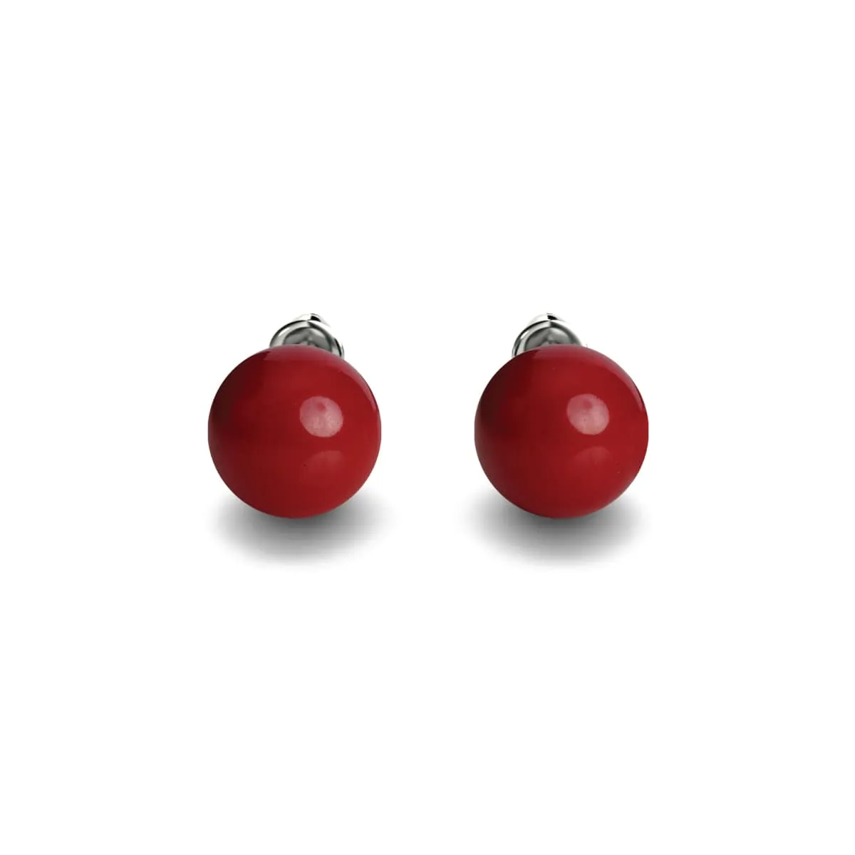 Coral | .925 Sterling Silver | Gemstone Stud Earrings