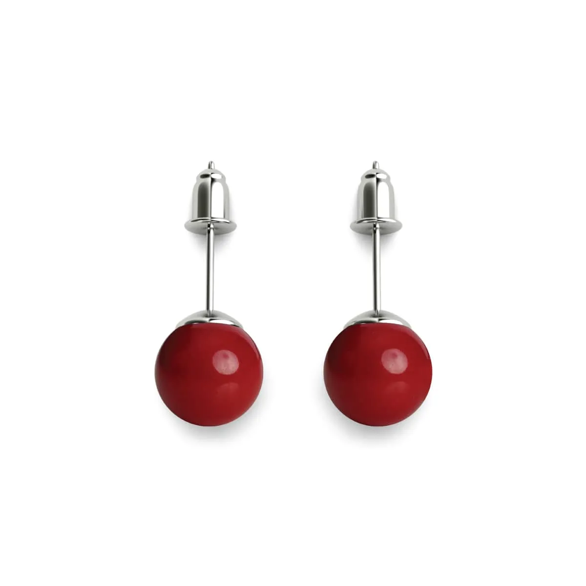 Coral | .925 Sterling Silver | Gemstone Stud Earrings