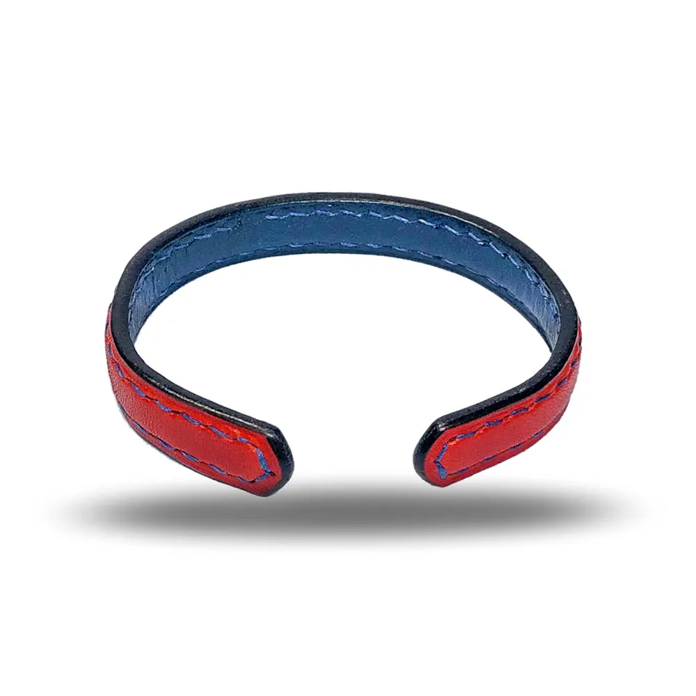 Crimson Red & Peacock Blue Leather Bracelet