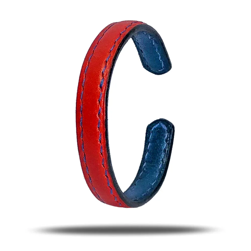 Crimson Red & Peacock Blue Leather Bracelet