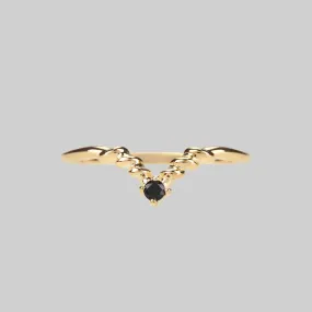 CUPID. Black Spinel Chevron Gold Ring