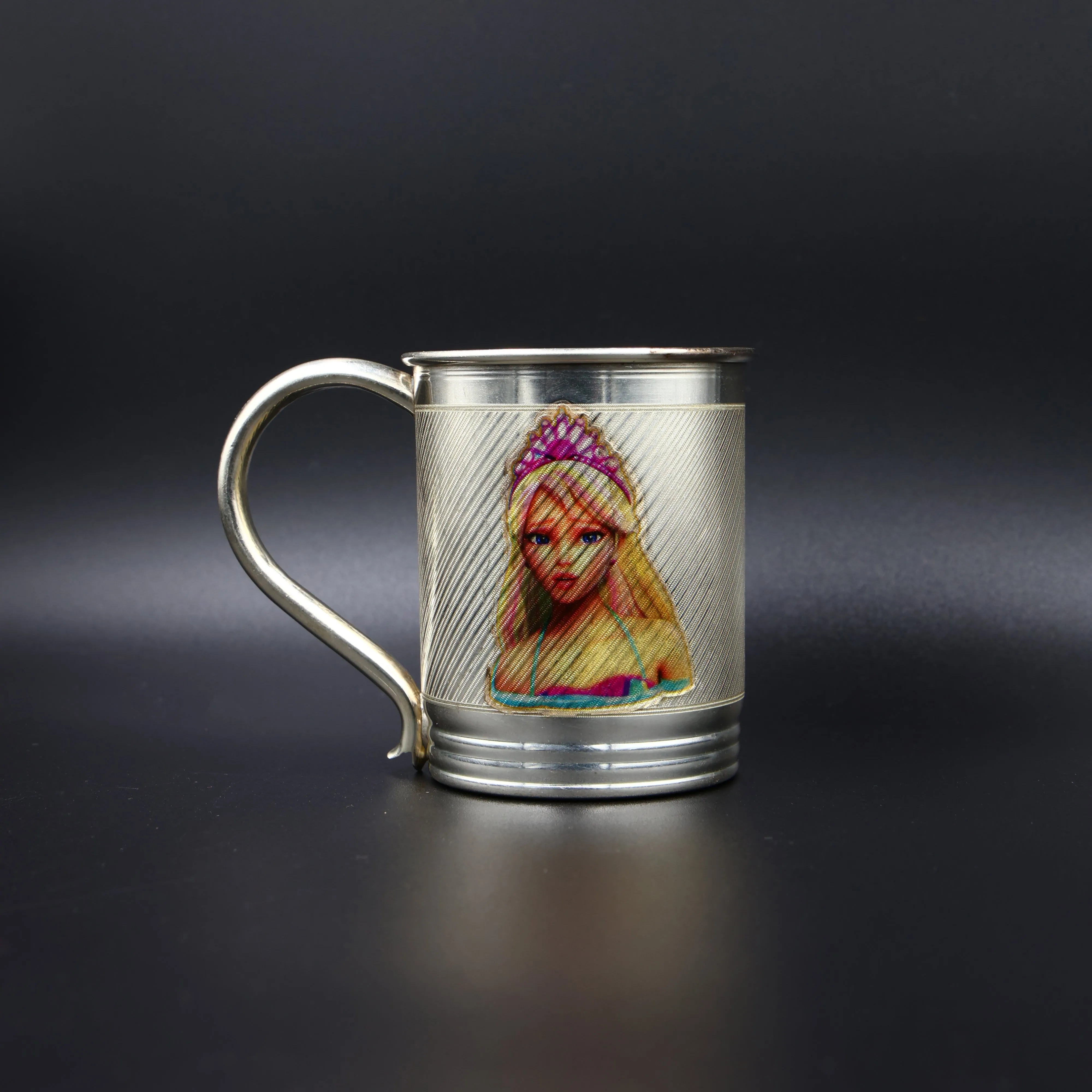 Delightful Silver Mug with Colorful Princess Print