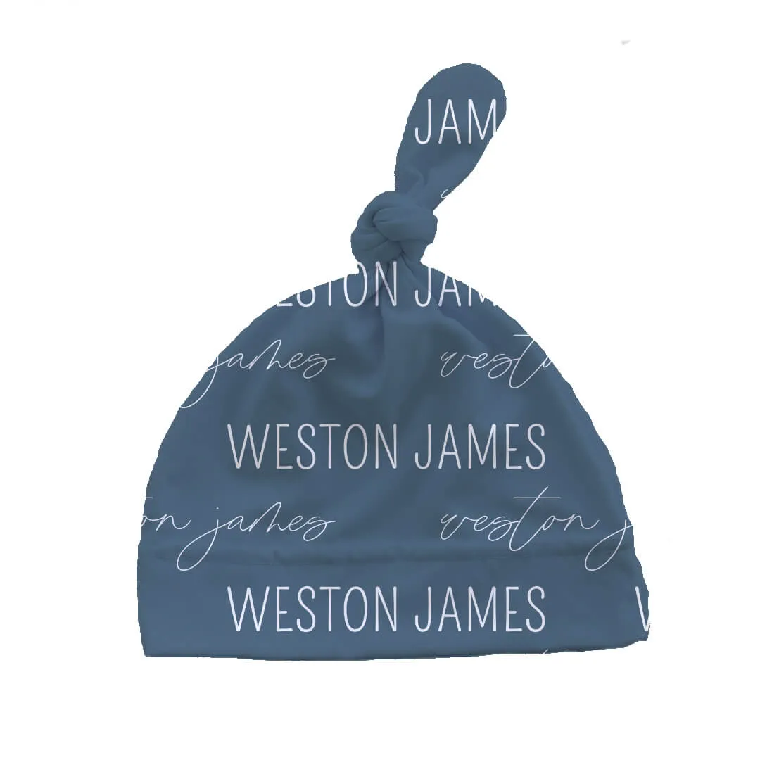 Dusty Blue Personalized Knotted Hat