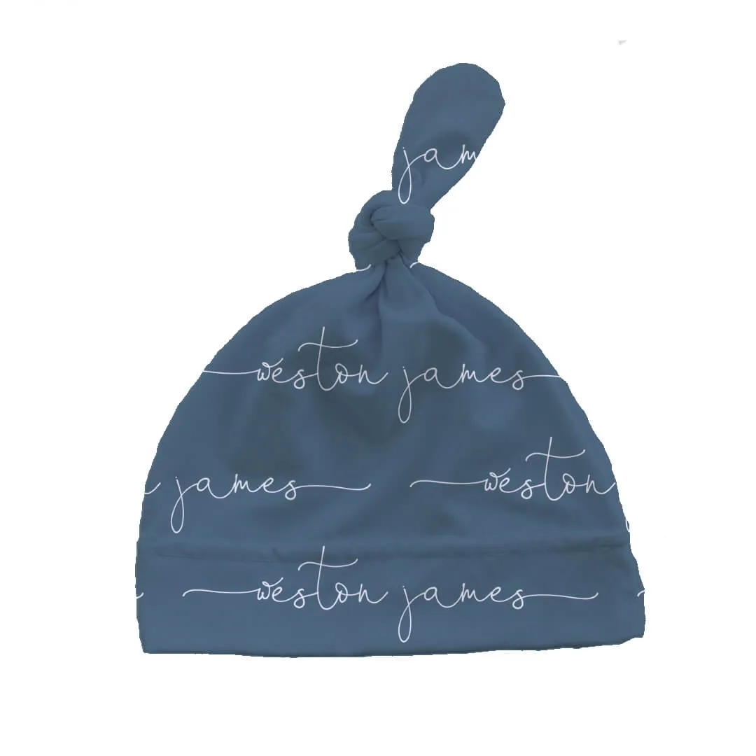 Dusty Blue Personalized Knotted Hat