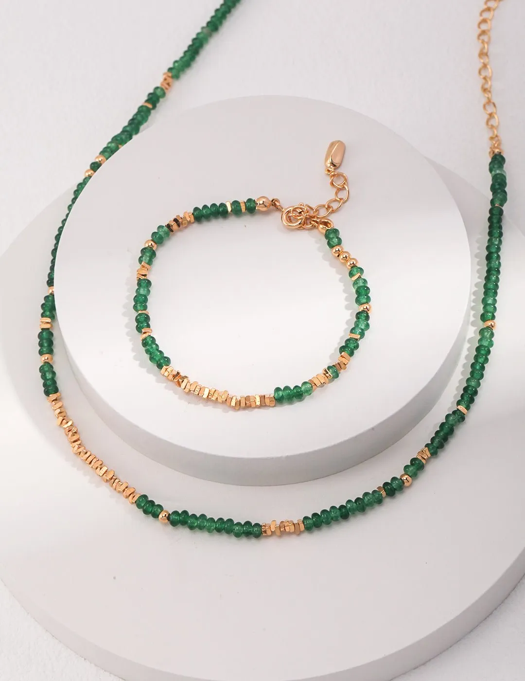 Emerald Broken Gold Bead Necklaces