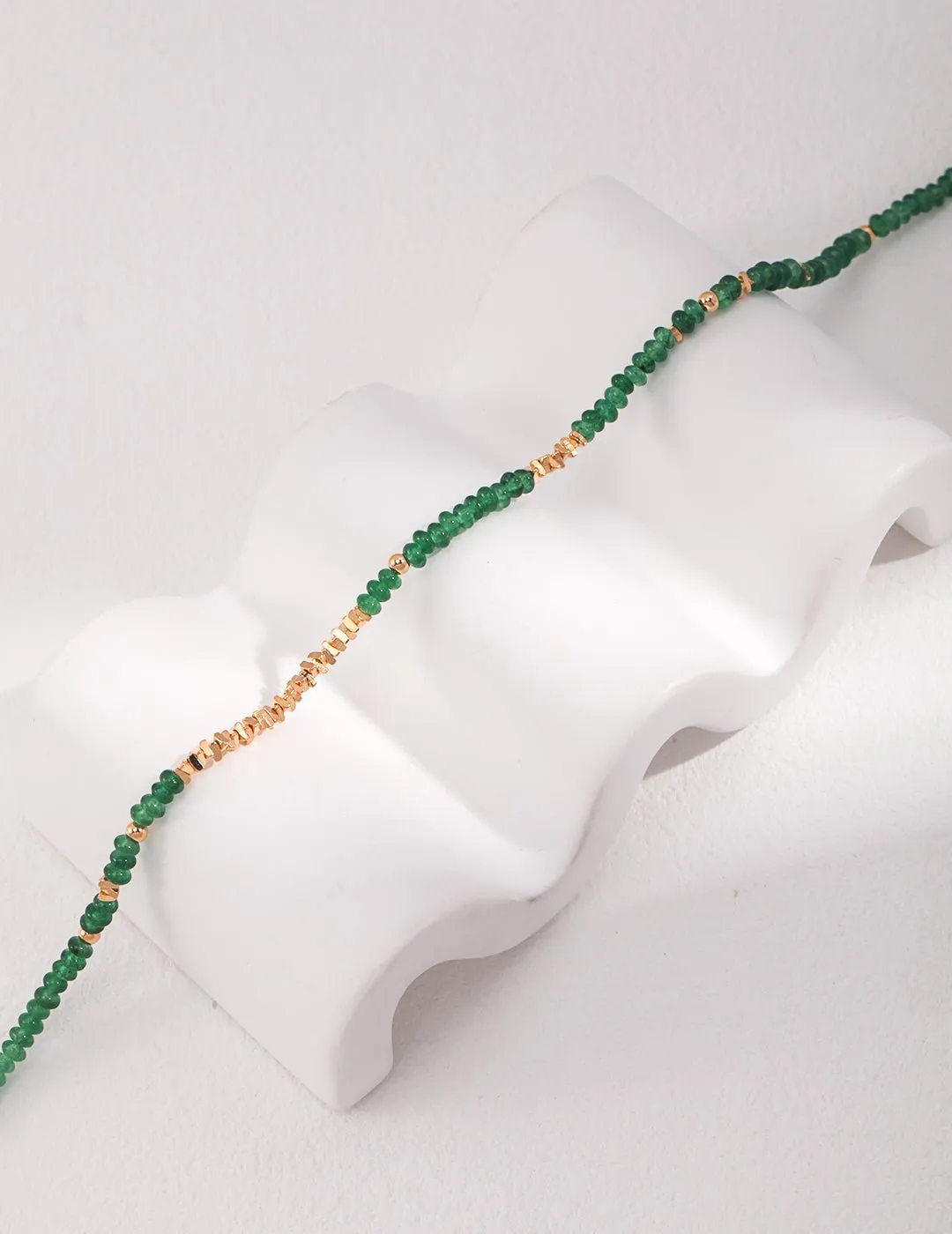 Emerald Broken Gold Bead Necklaces