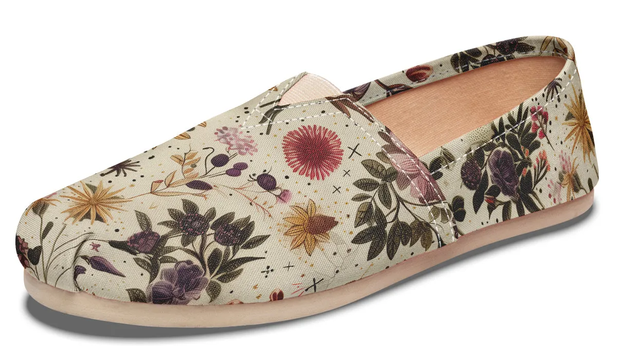 Enchanted Blossoms Espadrilles - Lightweight Canvas Slip-Ons with Elastic V for Easy Comfort