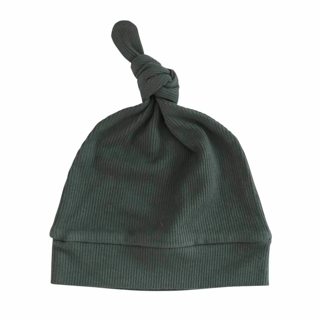 Forest Green Ribbed Bamboo Knotted Hat