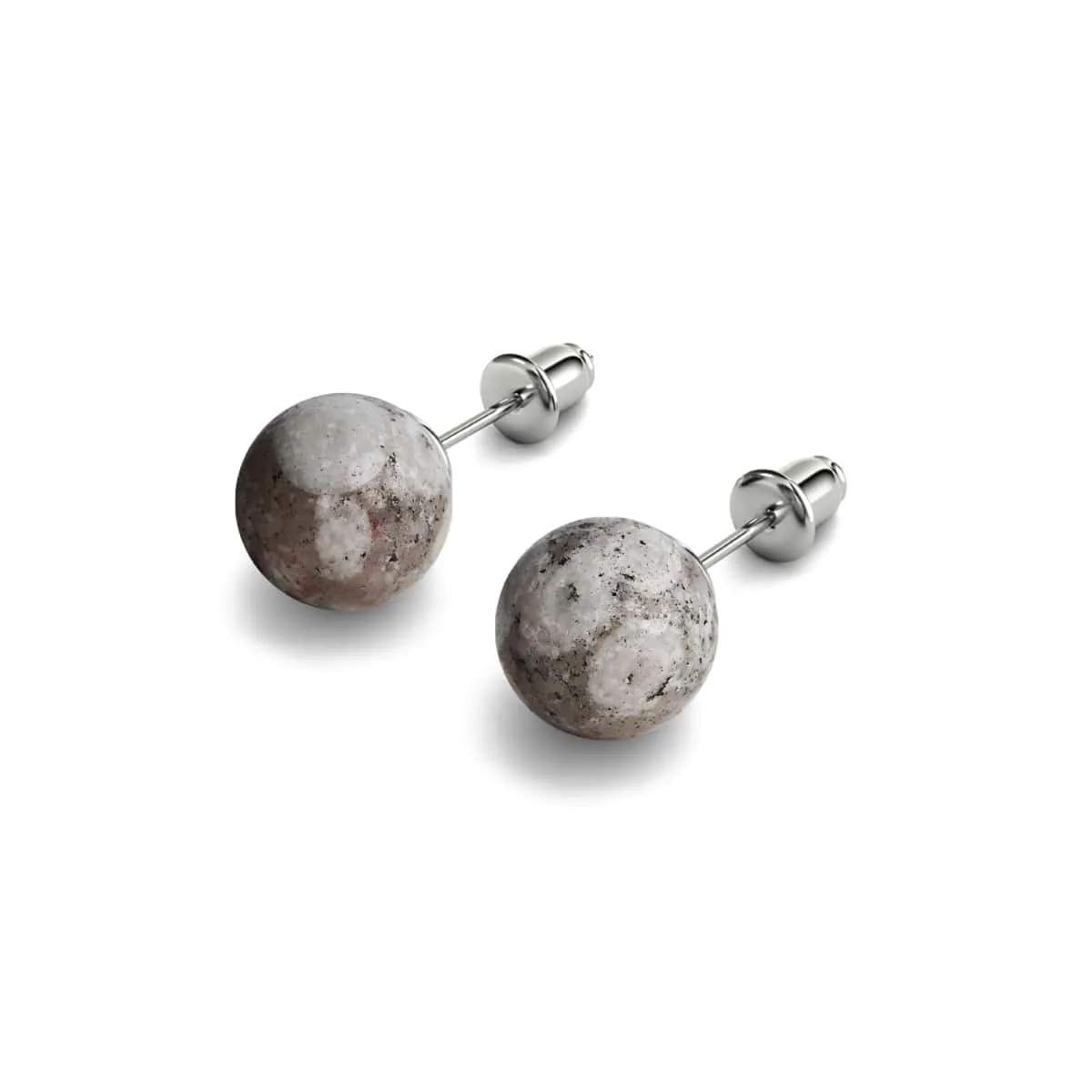 Fossil Jasper | .925 Sterling Silver | Gemstone Stud Earrings