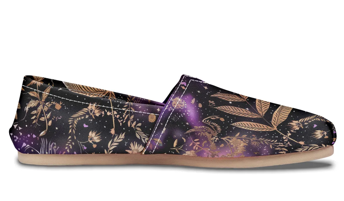 Galactic Bloom Espadrilles - Lightweight Canvas Slip-Ons with Elastic V for Easy Comfort