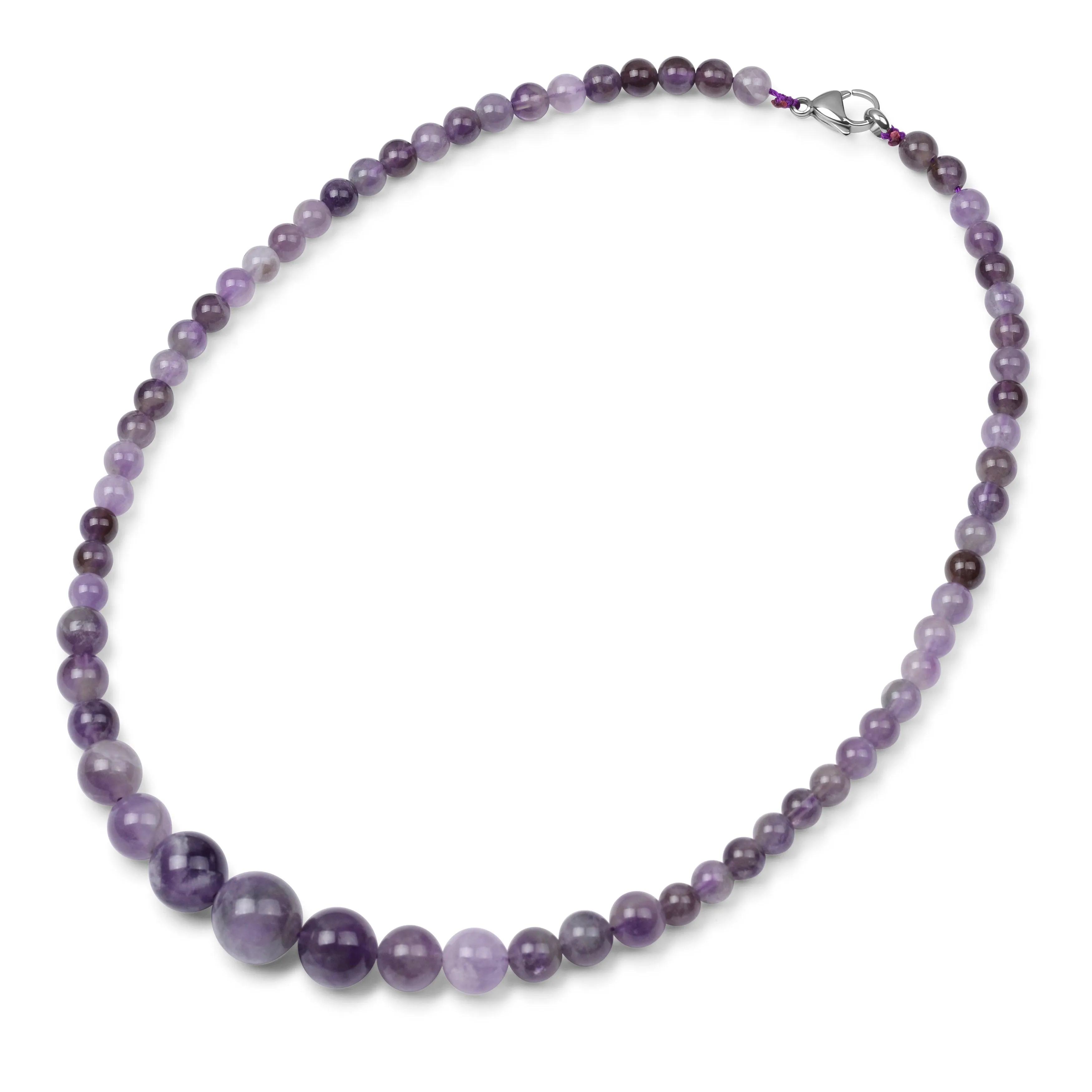 Genuine Created Gemstone Graduated Bead Ball Strand Necklace 16-18” Stone12-16MM