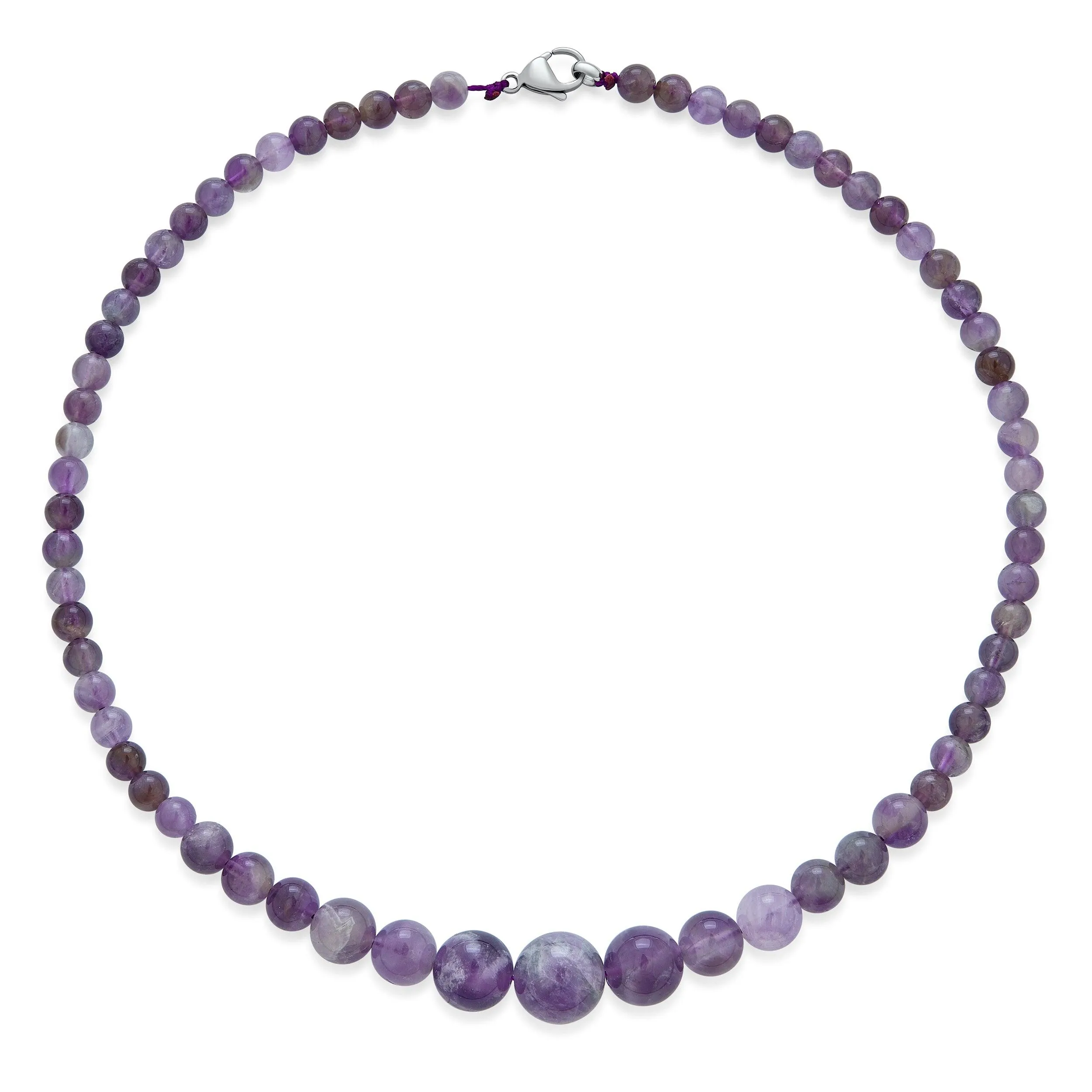 Genuine Created Gemstone Graduated Bead Ball Strand Necklace 16-18” Stone12-16MM