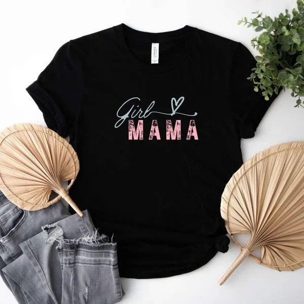 Girl Mama Heart Colorful Short Sleeve Graphic Tee