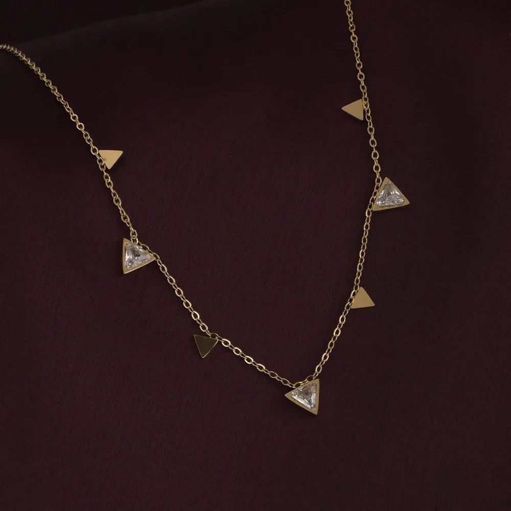 Golden Gleam Diamond Triangle Necklace