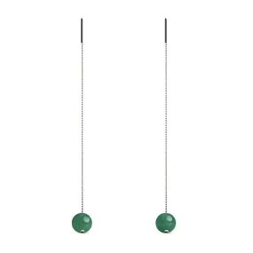 Green Jade | .925 Sterling Silver | Gemstone Chain Drop Threader Earrings