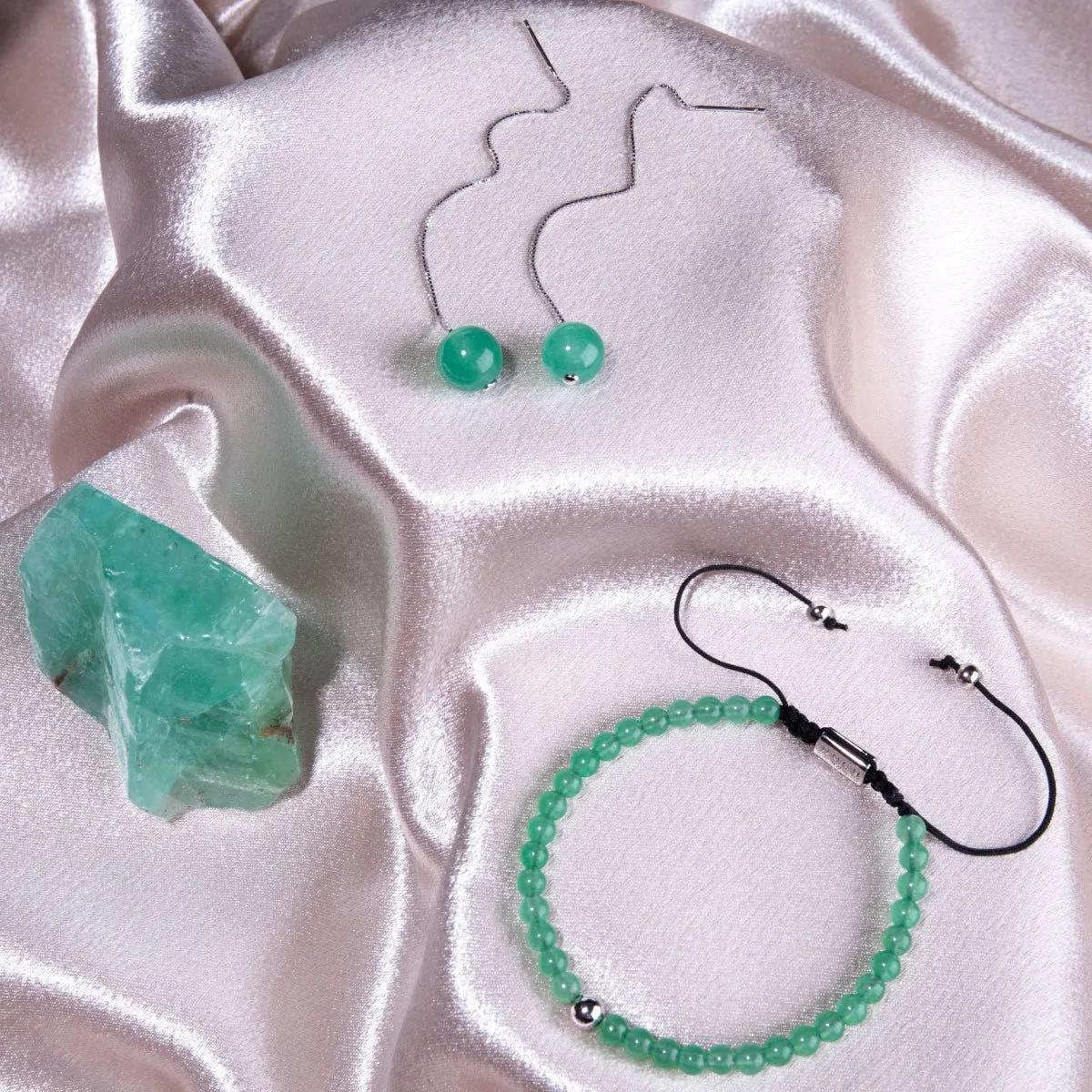 Green Jade | .925 Sterling Silver | Gemstone Chain Drop Threader Earrings