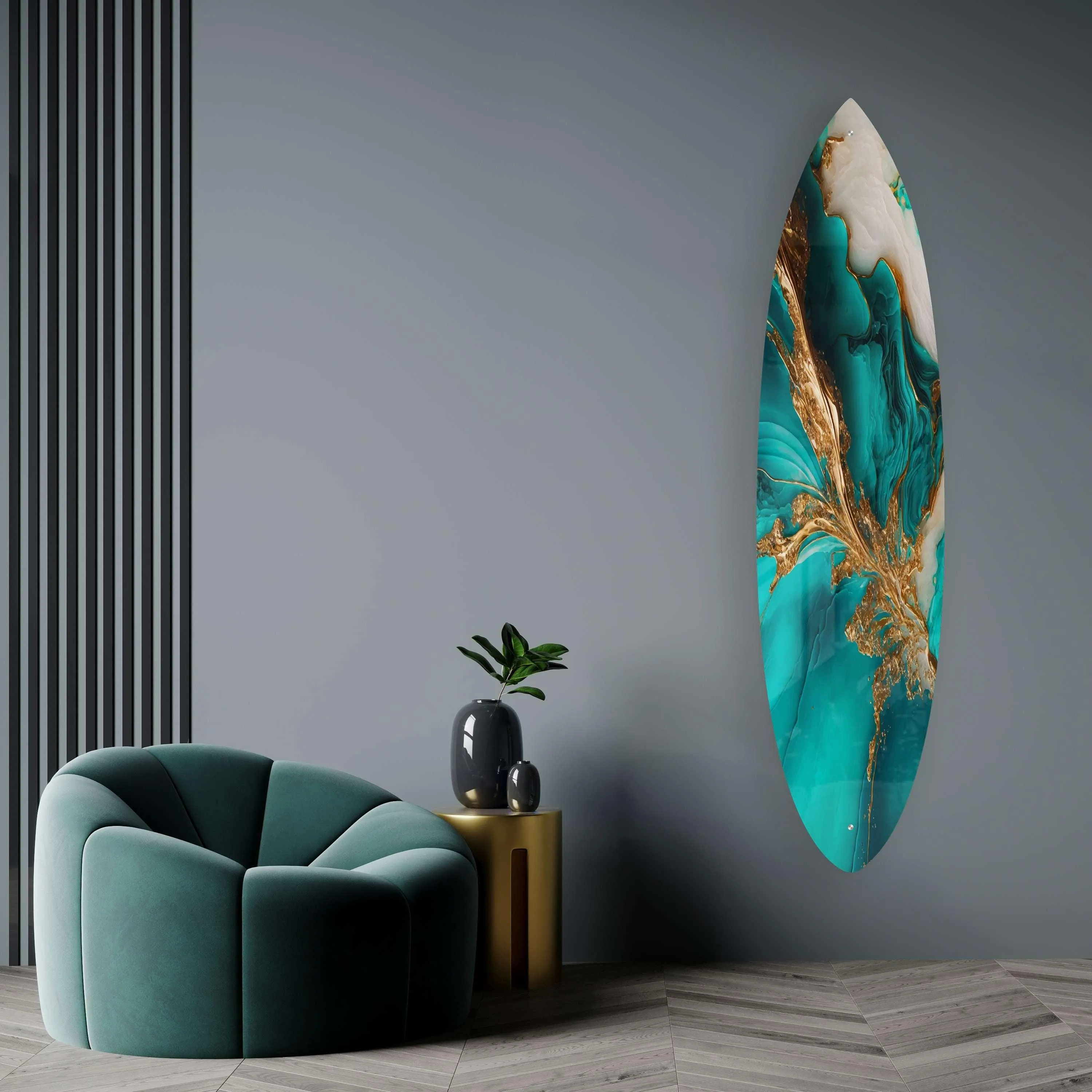 Green Marble Acrylic Surfboard Wall Art