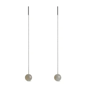 Grey Line Agate | .925 Sterling Silver | Gemstone Chain Drop Threader Earrings