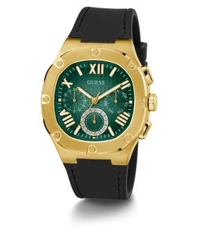 GUESS Mens Black Gold Multi-function Watch