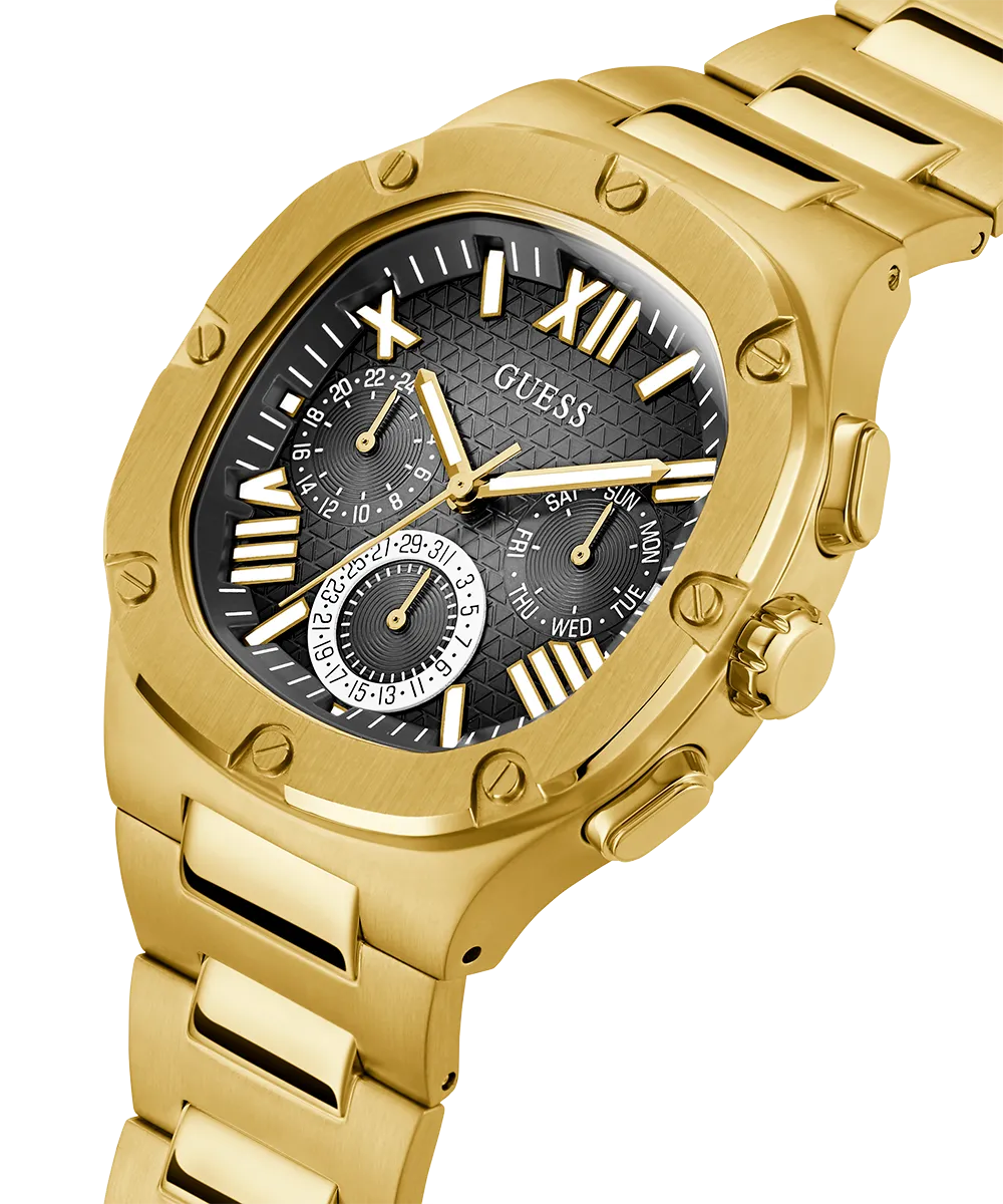 GUESS Mens Gold Tone Multi-function Watch