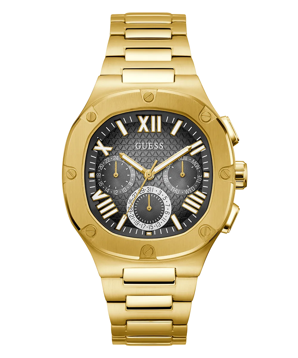 GUESS Mens Gold Tone Multi-function Watch