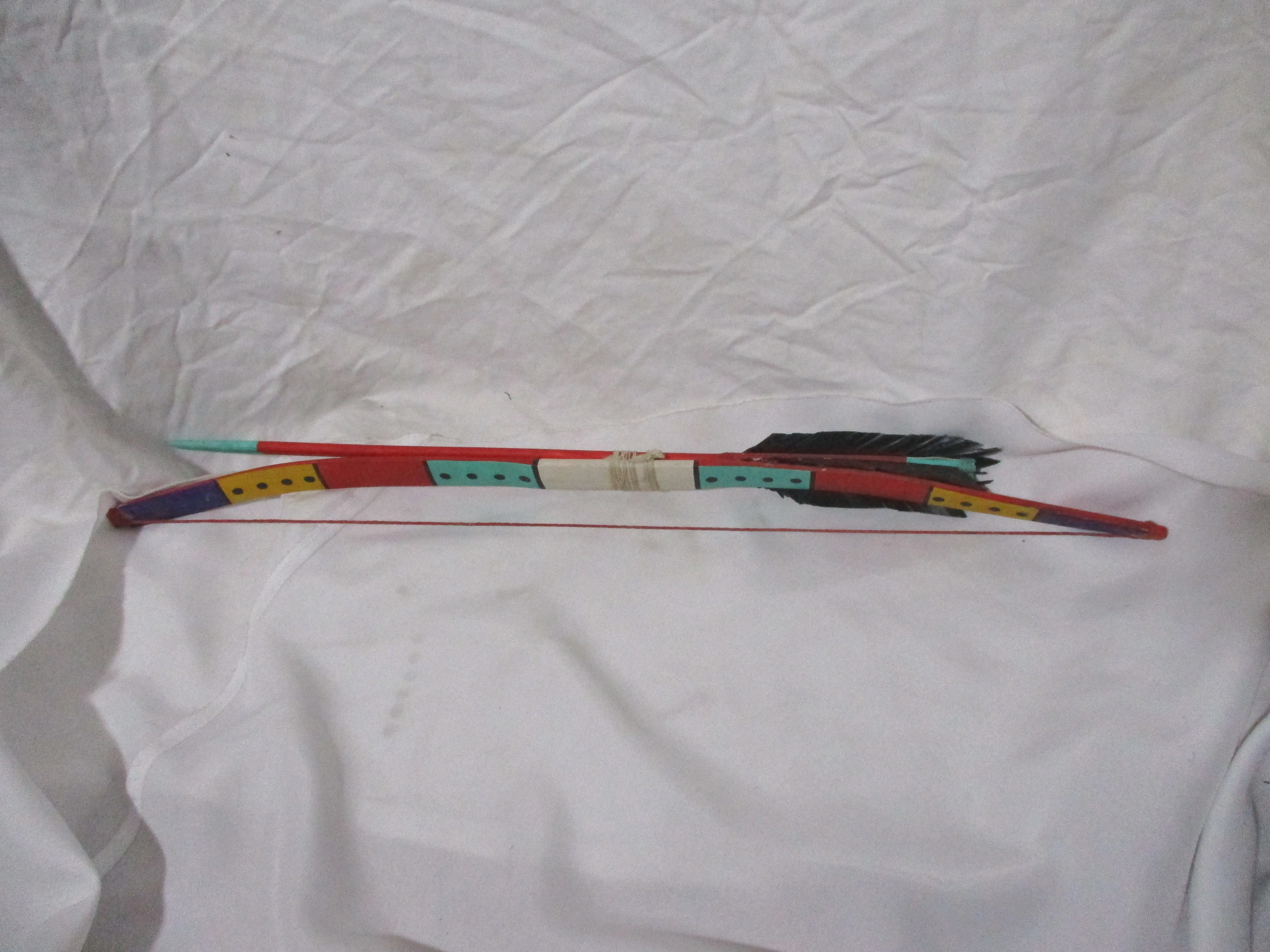 Handmade Artisan Wall Art Primitive Bow Arrow Wood Southwestern Colorful