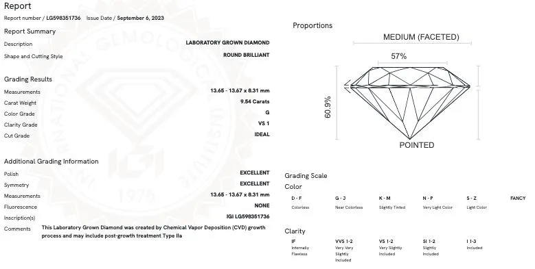 IGI Certified 9.54 Carat G/VS1 Lab Grown Diamond Vintage Platinum Ring