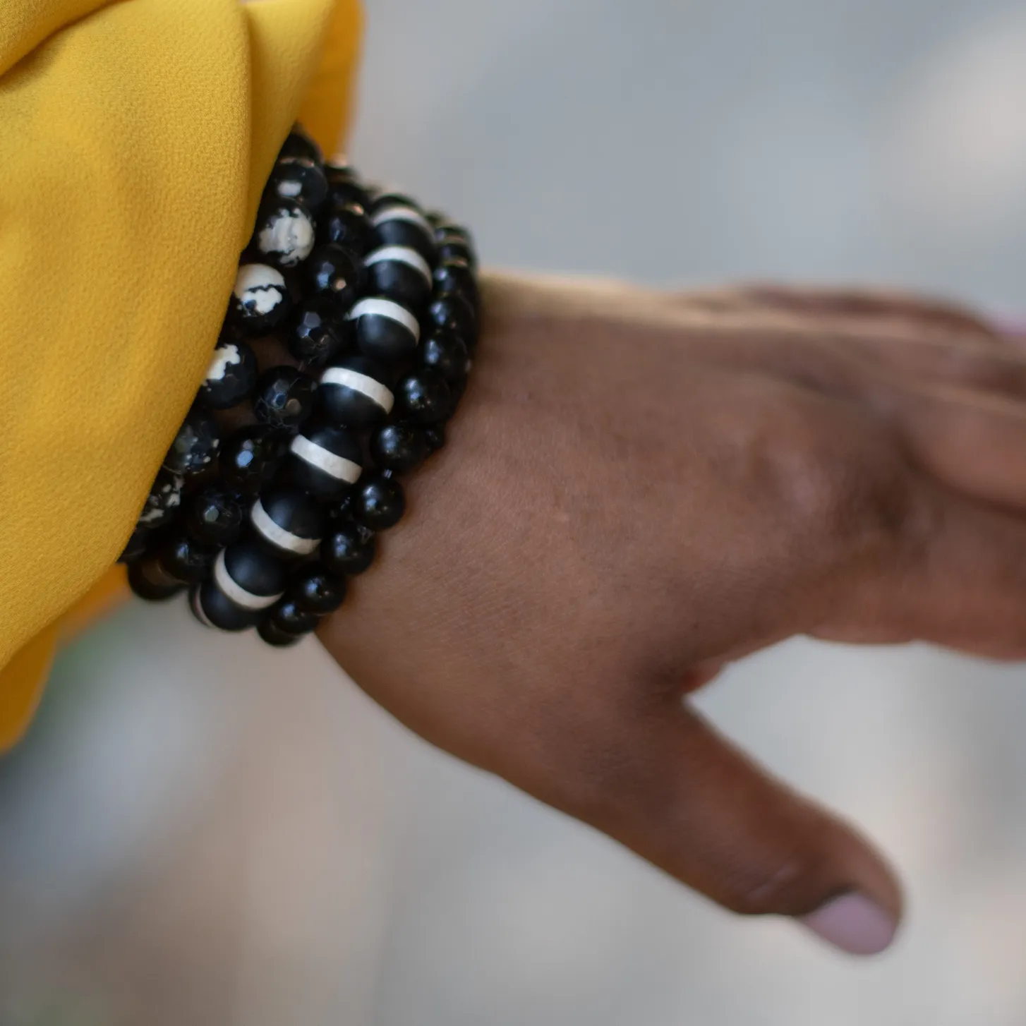 Inky Agate Gemstone Bracelet