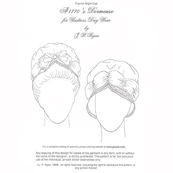 JP Ryan 1770 s Dormeuse Cap Pattern