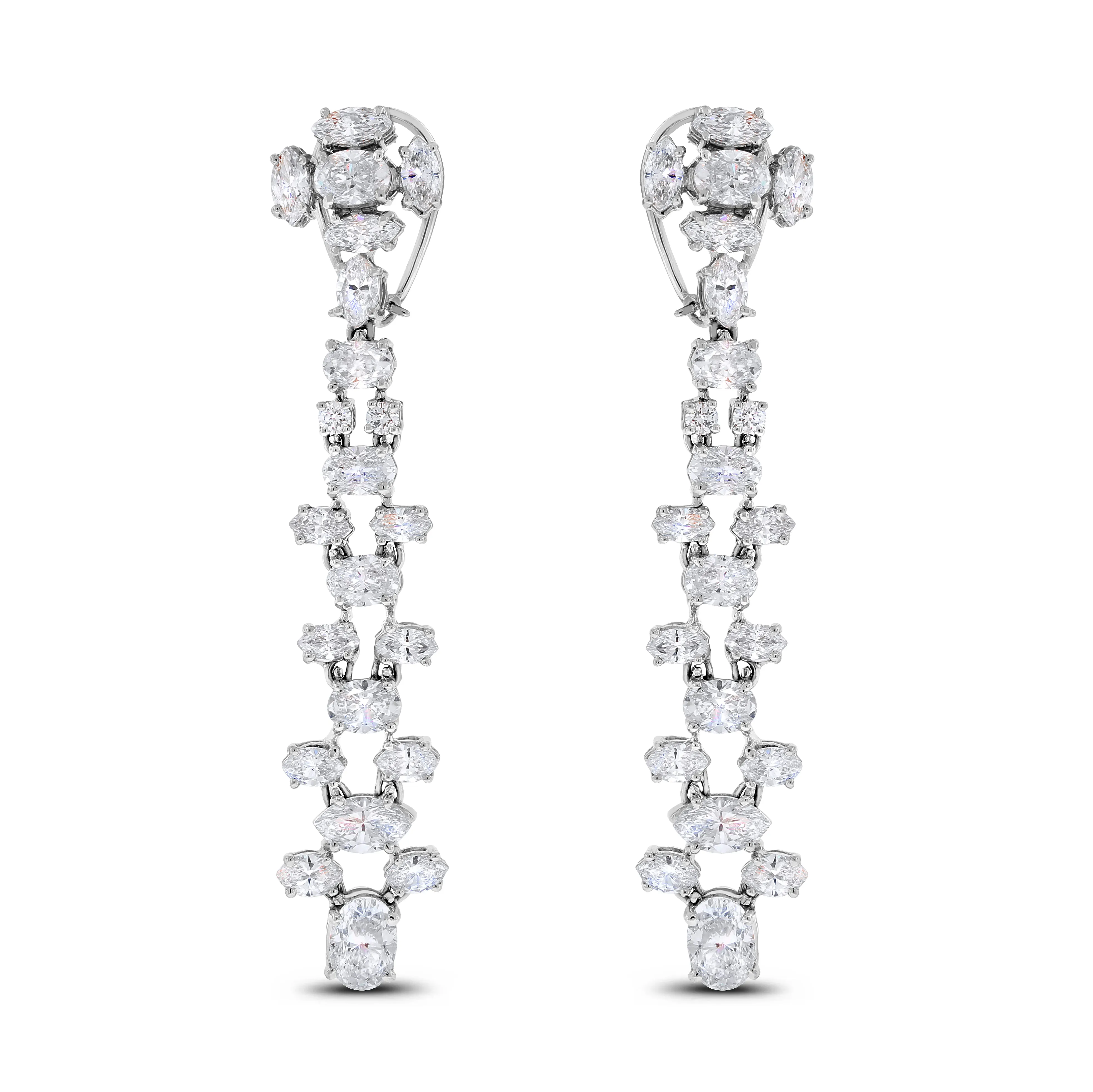 Ladders Diamond Earrings (14.82 ct Diamonds) in White Gold