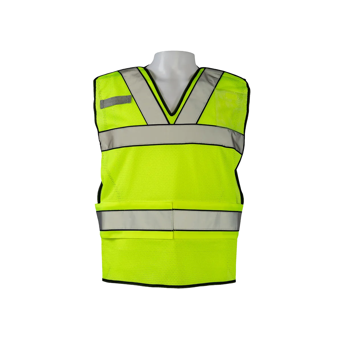 LVM2-VNPSV High-Vis Lime Mesh ANSI Class 2 Pullover V-Neck Breakaway Vest Reflective X on Back