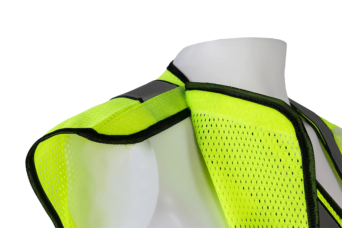 LVM2-VNPSV High-Vis Lime Mesh ANSI Class 2 Pullover V-Neck Breakaway Vest Reflective X on Back