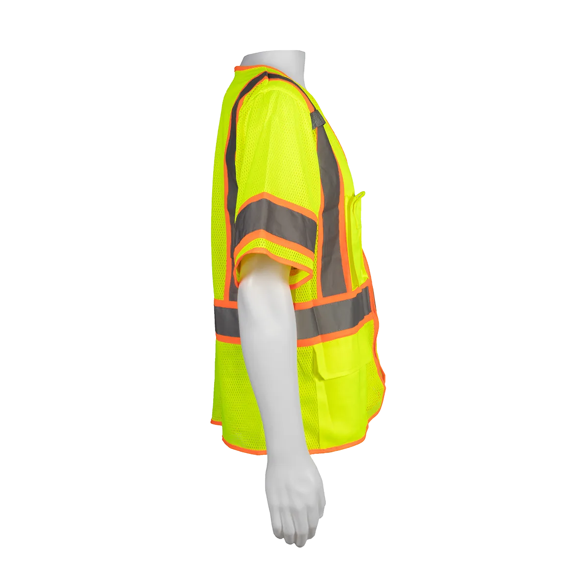 LVM3-CB1 LIME MESH ORANGE CONTRAST ANSI Class 3 Two Tone DOT Surveyors Safety Vest, Deluxe