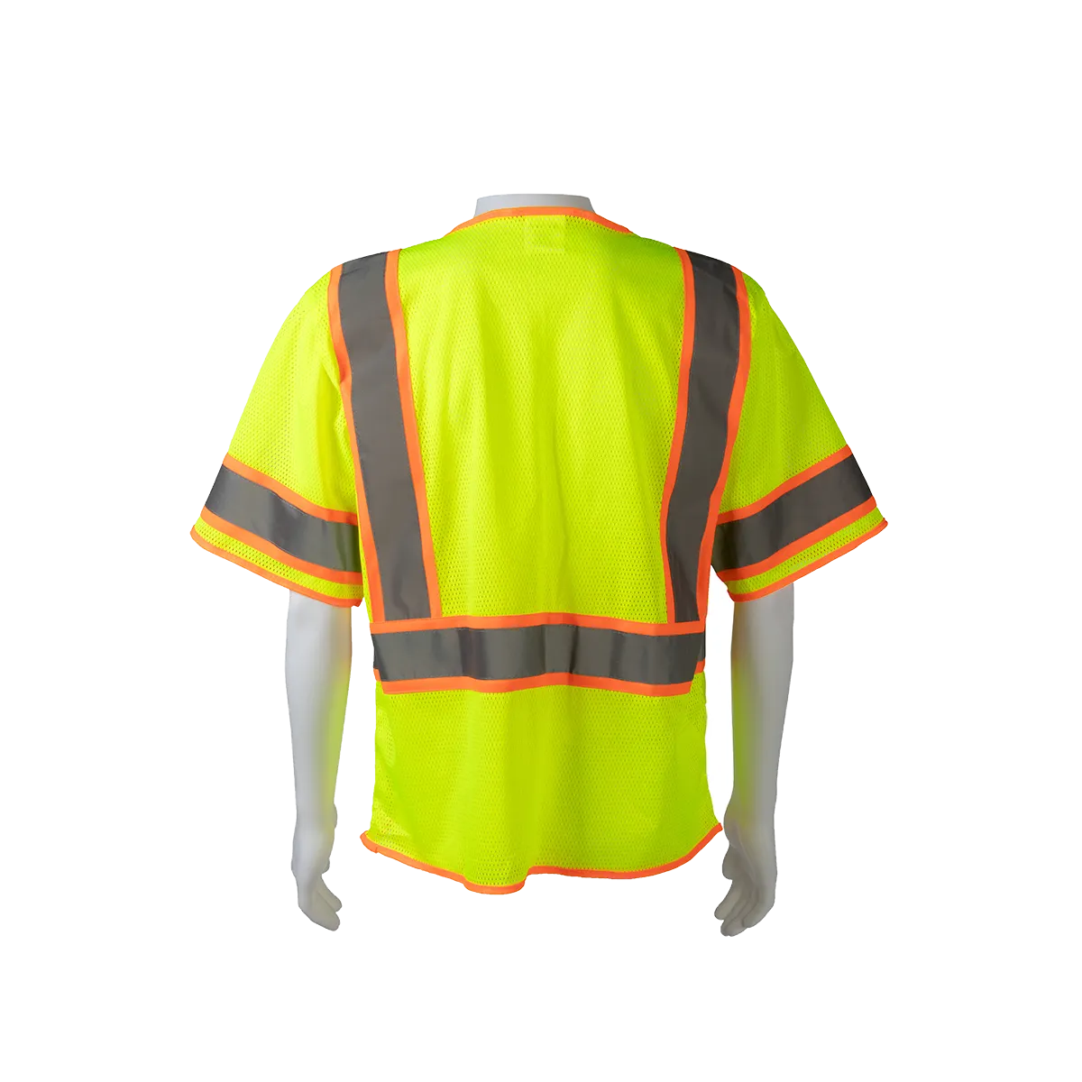 LVM3-CB1 LIME MESH ORANGE CONTRAST ANSI Class 3 Two Tone DOT Surveyors Safety Vest, Deluxe