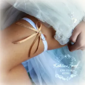 Maria Metallic ribbon bridal tossing garter -available in rose gold, silver and pale gold